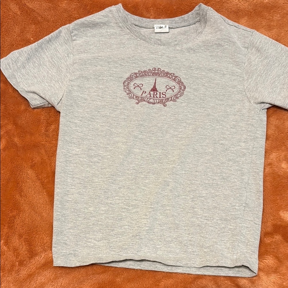 Vibe Gray Crop Top with Logo